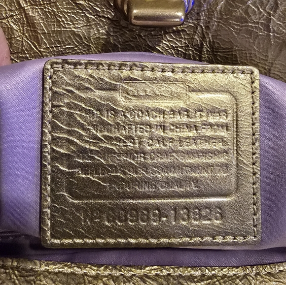 COACH 13926 Gold Metallic Patent Leather Satchel Bell Shaped Purse Handbag - Picture 4 of 16